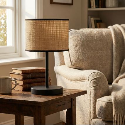 Pöytälamppu ECO 1xE27/15W/230V beige/rottinki