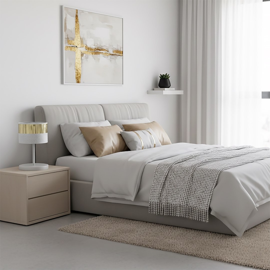 Pöytälamppu LUX 1xE27/15W/230V valkoinen/kullanvärinen