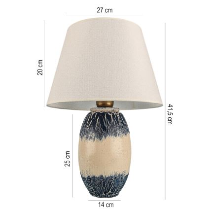 Pöytälamppu RAMZES 1xE27/40W/230V beige/sininen