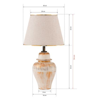 Pöytälamppu RAMZES 1xE27/40W/230V kerma/kulta