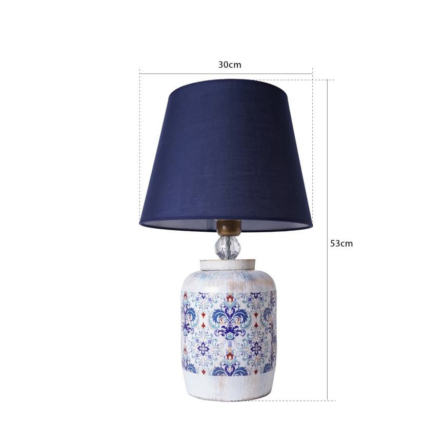 Pöytälamppu RAMZES 1xE27/40W/230V sininen/valkoinen