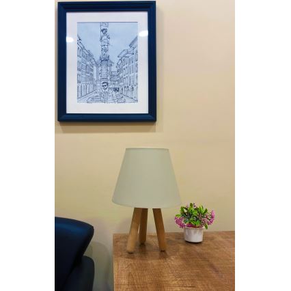 Pöytälamppu WOOD 1xE27/60W/230V beige