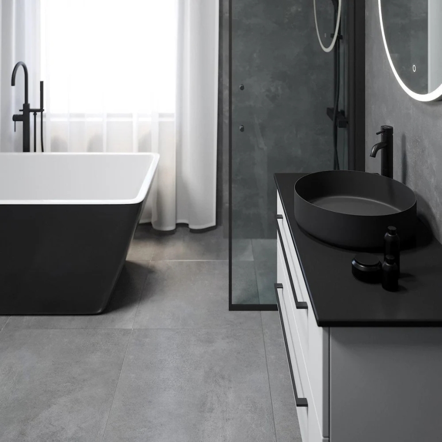 Pöytätason pesuallas LJORDAL, halkaisija 40 cm, teräs/musta