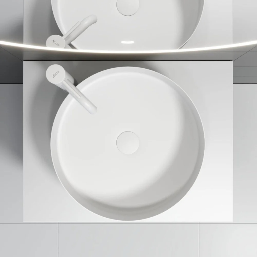 Pöytätason pesuallas LJORDAL, halkaisija 40 cm, teräs/valkoinen