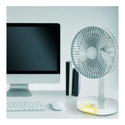 Pöytätuuletin ladattavalla LED-valolla, 3000 mAh (3,7 V), USB-C