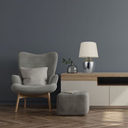 Pöytävalaisin 1xE27/25W/230V kiiltävä kromi