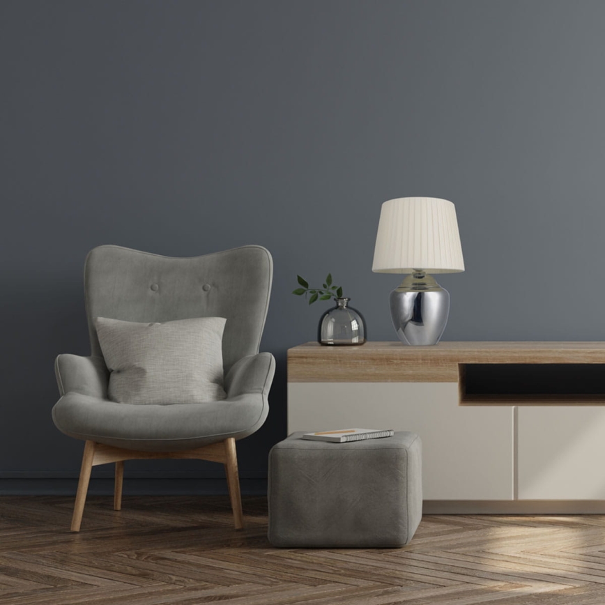 Pöytävalaisin 1xE27/25W/230V kiiltävä kromi