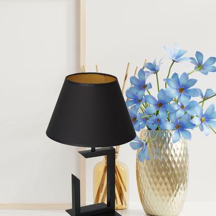 Pöytävalaisin 1xE27/60W/230V 45 cm musta/kultainen