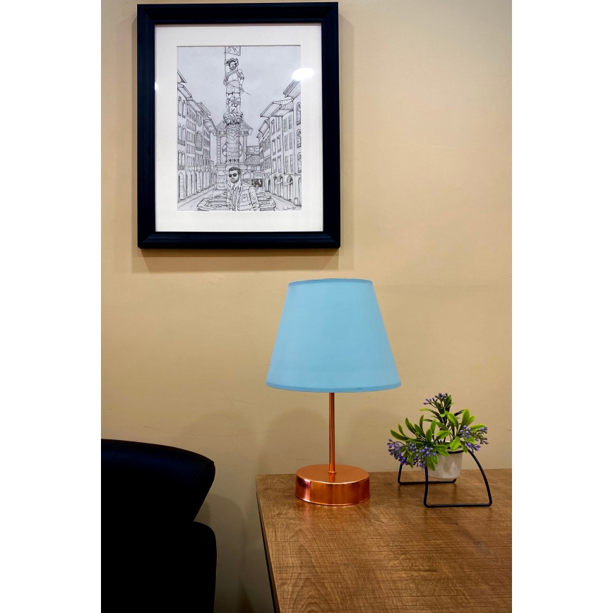 Pöytävalaisin 1xE27/60W/230V sininen/kupari