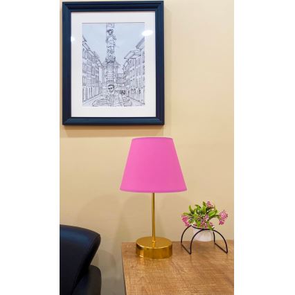 Pöytävalaisin 1xE27/60W/230V vaaleanpunainen/kupari