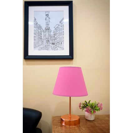 Pöytävalaisin 1xE27/60W/230V vaaleanpunainen/kupari