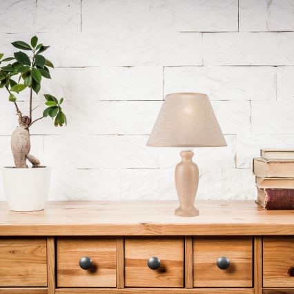 Pöytävalaisin AMFORA 1xE27/60W/230V beige/pyökki