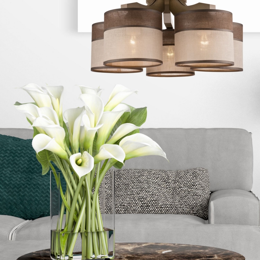 Seinävalaisin ANDREA 5xE27/60W/230V pyökki