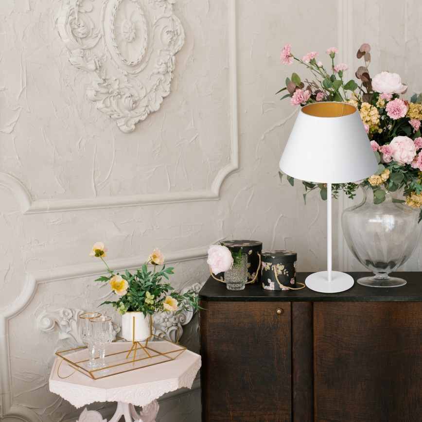 Pöytävalaisin ARDEN 1xE27/60W/230V d. 30 cm valkoinen/kulta