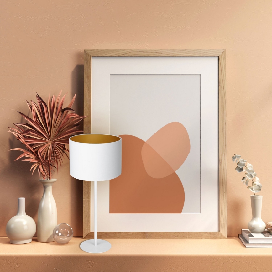 Pöytävalaisin ARDEN 1xE27/60W/230V halk. 25 cm valkoinen/kulta