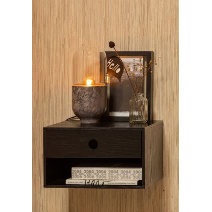 Pöytävalaisin ASEL 1xE27/25W/230V marmori harmaa/ruskea