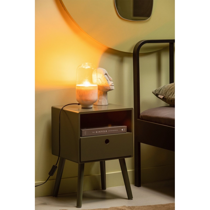 Pöytävalaisin ASEL 1xE27/25W/230V marmori valkoinen