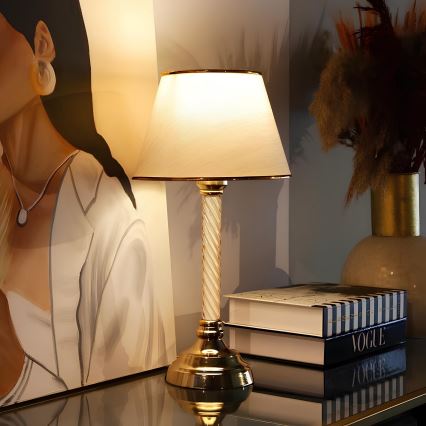 Pöytävalaisin AYD 1xE27/40W/230V beige/kultainen