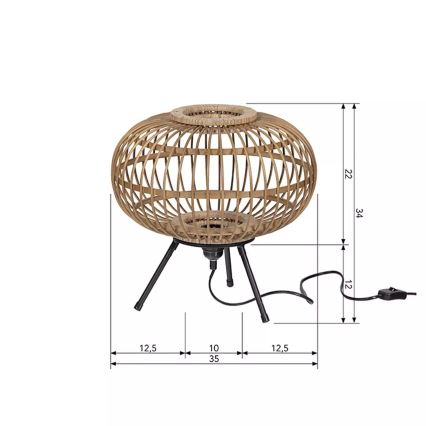 Pöytävalaisin BASICLABEL 1xE27/40W/230V bambu