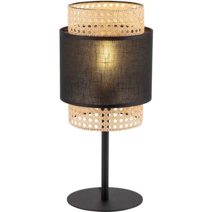 Pöytävalaisin BOHO 1xE27/15W/230V musta/rottinki