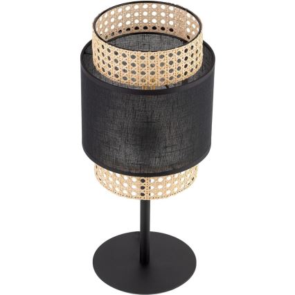 Pöytävalaisin BOHO 1xE27/15W/230V musta/rottinki