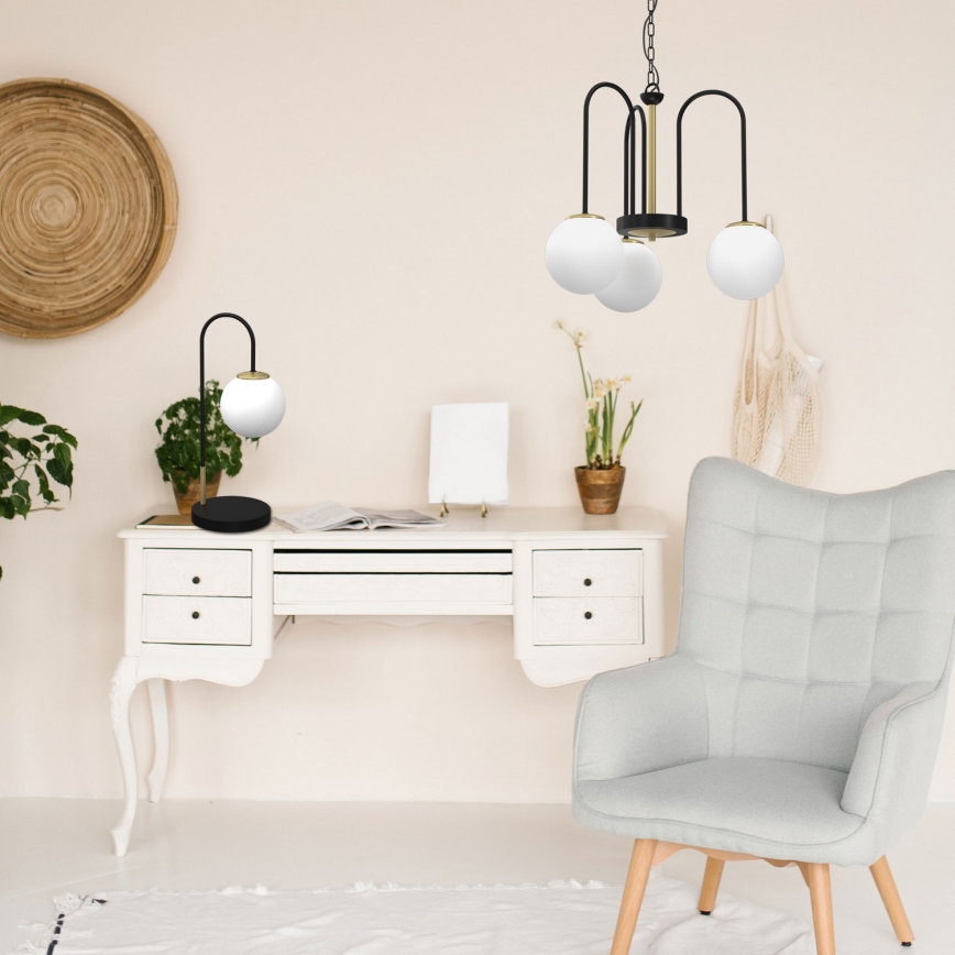 Pöytävalaisin CAMBRIDGE 1xE14/60W/230V musta/messinki