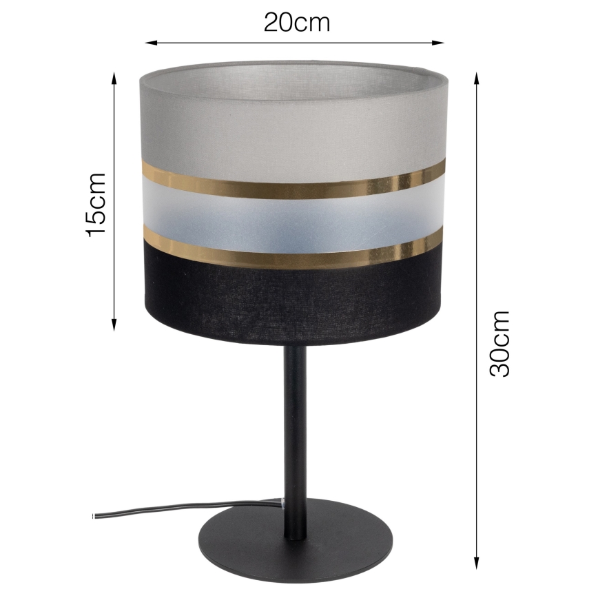 Pöytävalaisin CORAL 1xE27/60W/230V musta/harmaa