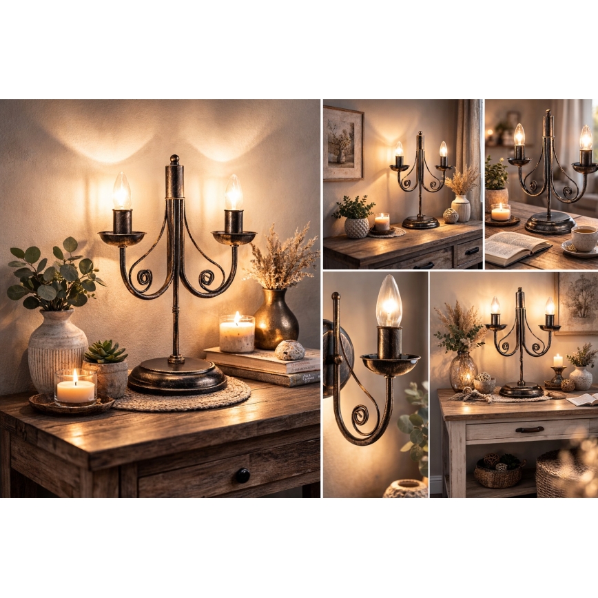 Pöytävalaisin DONATO 2xE14/40W/230V