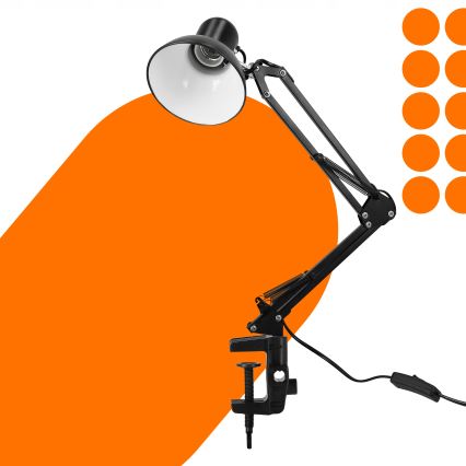 Pöytävalaisin klipsillä 1xE27/60W/230V musta