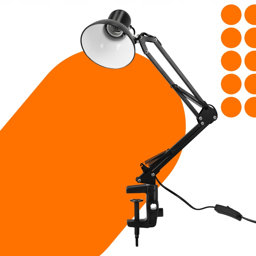 Pöytävalaisin klipsillä 1xE27/60W/230V musta