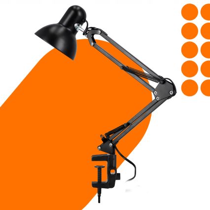 Pöytävalaisin klipsillä 1xE27/60W/230V musta