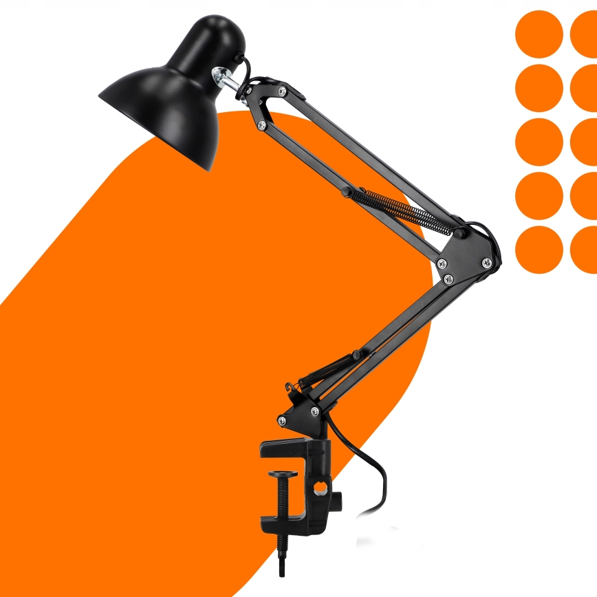 Pöytävalaisin klipsillä 1xE27/60W/230V musta