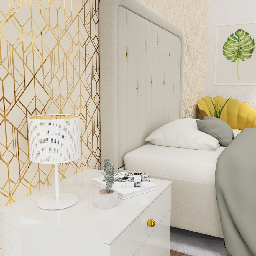 Pöytävalaisin LOFT SHADE 1xE27/60W/230V halk. 18 cm valkoinen/kulta