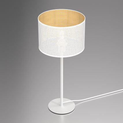 Pöytävalaisin LOFT SHADE 1xE27/60W/230V halk. 25 cm valkoinen/kulta