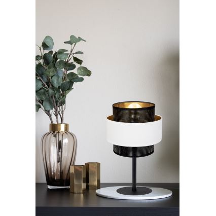 Pöytävalaisin NESS 1xE27/60W/230V musta/valkoinen