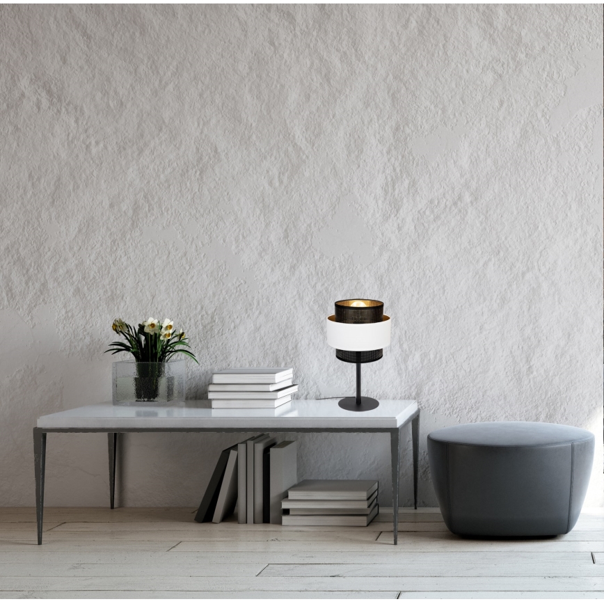 Pöytävalaisin NESS 1xE27/60W/230V musta/valkoinen