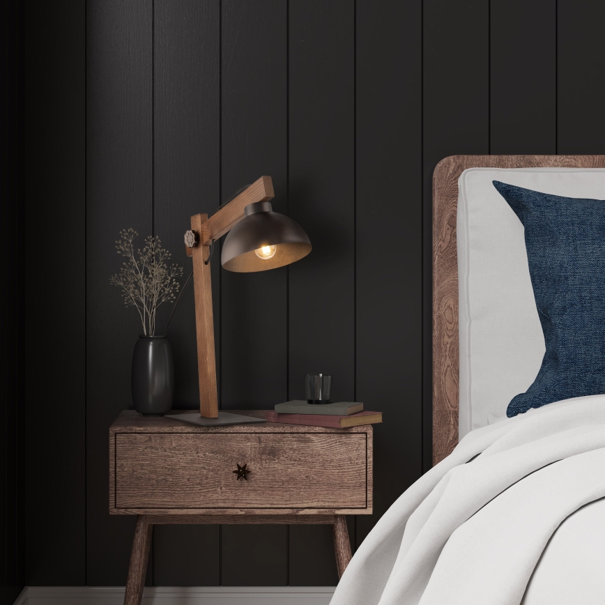 Pöytävalaisin OSLO 1xE27/15W/230V saksanpähkinä/ruskea