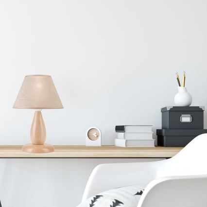 Pöytävalaisin PERA 1xE27/60W/230V beige/pyökki