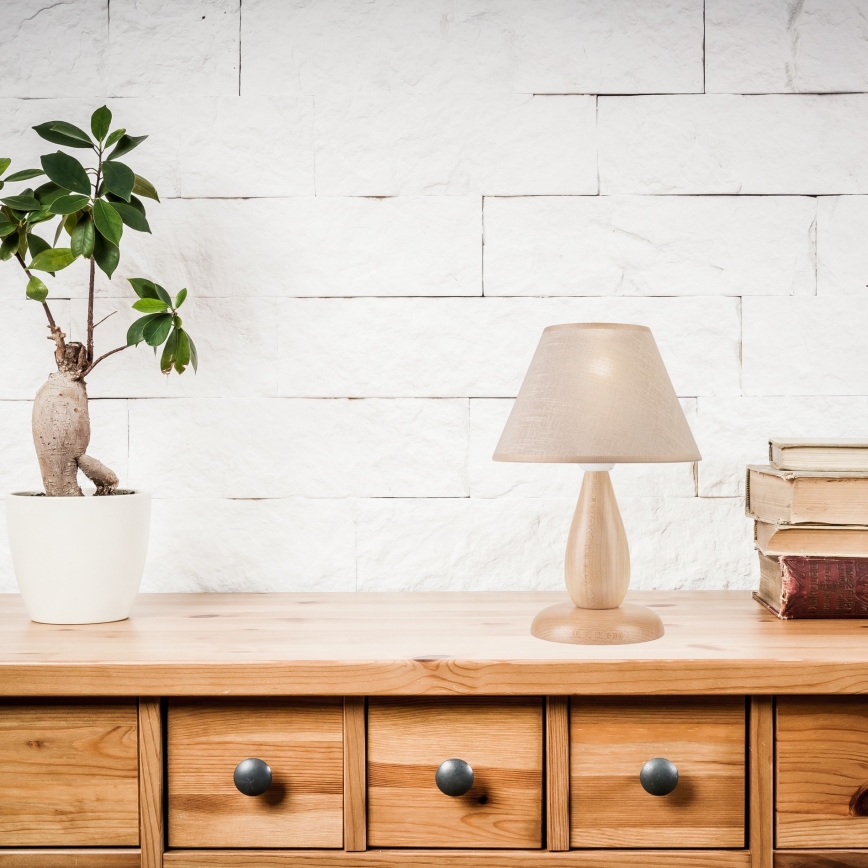 Pöytävalaisin PERA 1xE27/60W/230V beige/pyökki