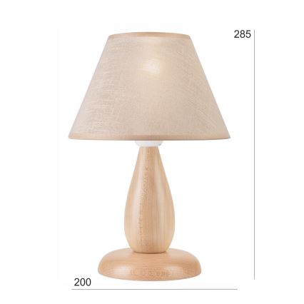 Pöytävalaisin PERA 1xE27/60W/230V beige/pyökki