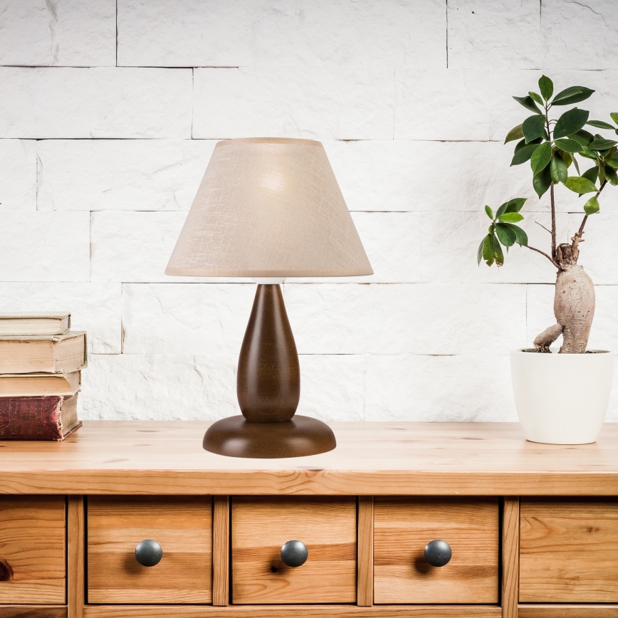 Pöytävalaisin PERA 1xE27/60W/230V tummanruskea/pyökki