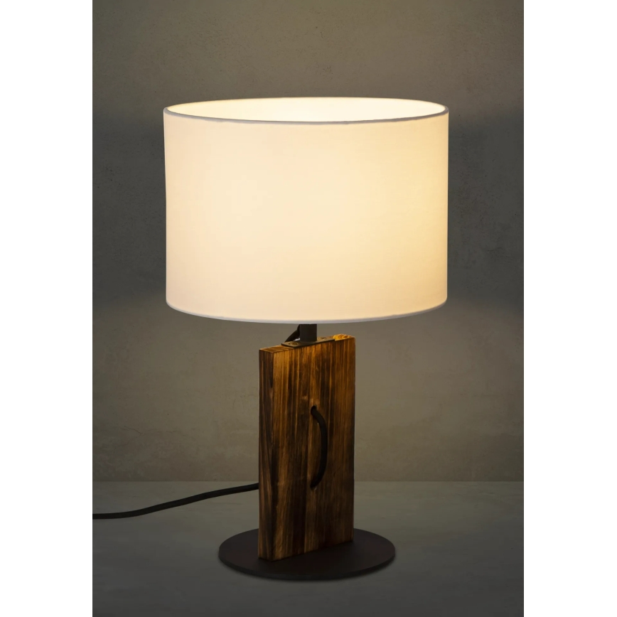 Pöytävalaisin PINUS 1xE27/40W/230V valkoinen/puu