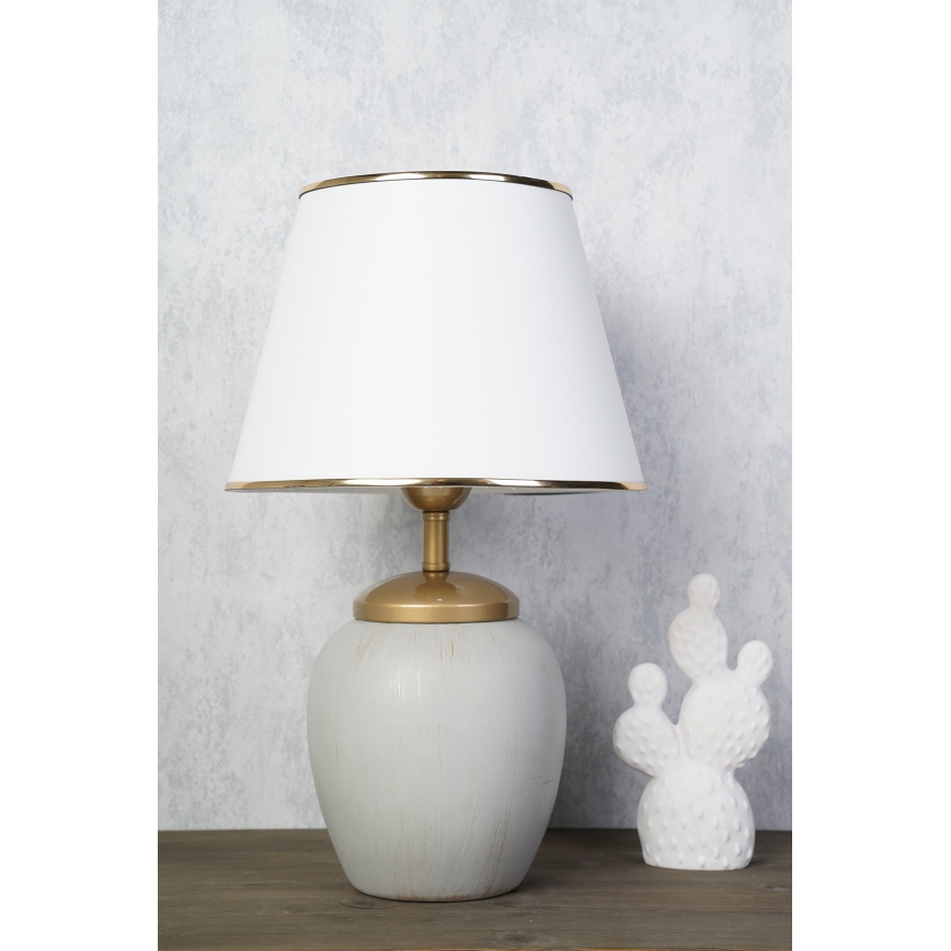 Pöytävalaisin RAMZES 1xE27/40W/230V valkoinen/harmaa