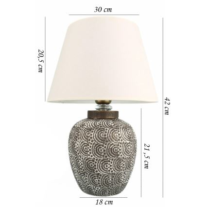 Pöytävalaisin RAMZES 1xE27/40W/230V valkoinen/harmaa