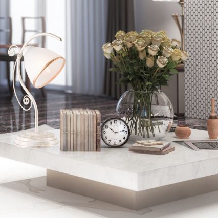 Pöytävalaisin RETRO II 1xE27/60W/230V valkoinen patina