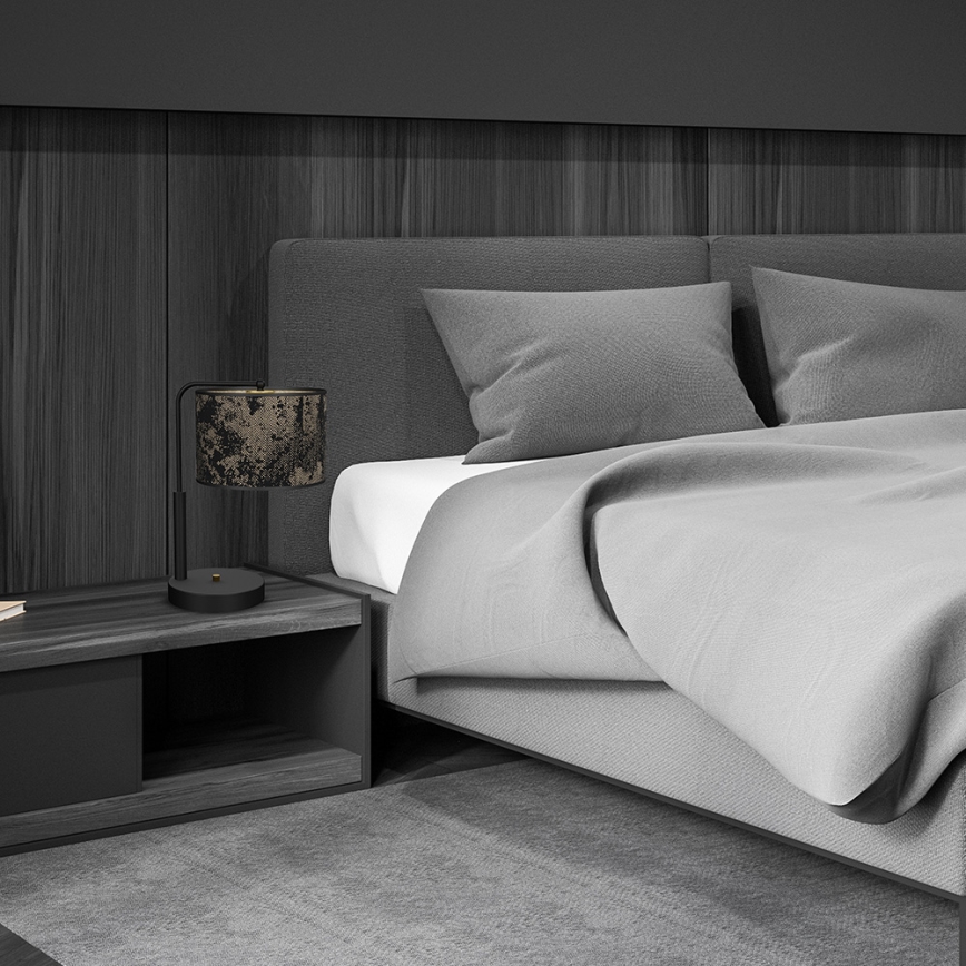 Pöytävalaisin SATINO 1xE27/60W/230V musta/kulta