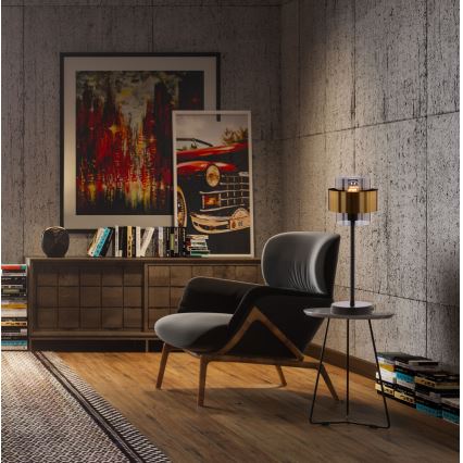 Pöytävalaisin SPIEGA 1xE27/60W/230V kulta/musta