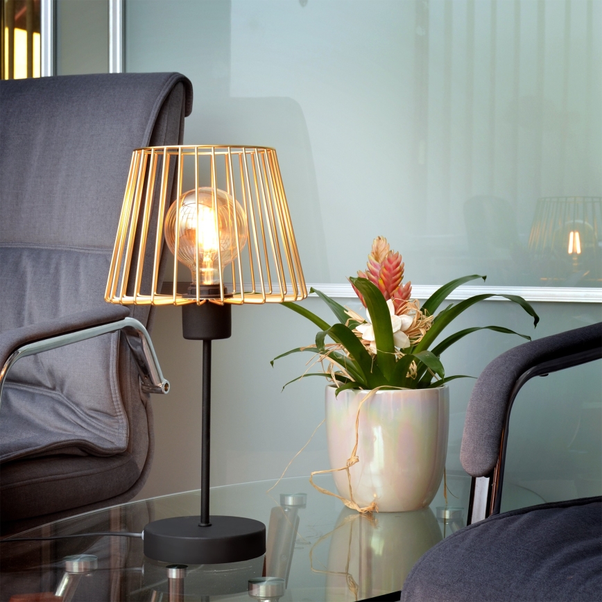 Pöytävalaisin TORRI 1xE27/15W/230V kulta/musta