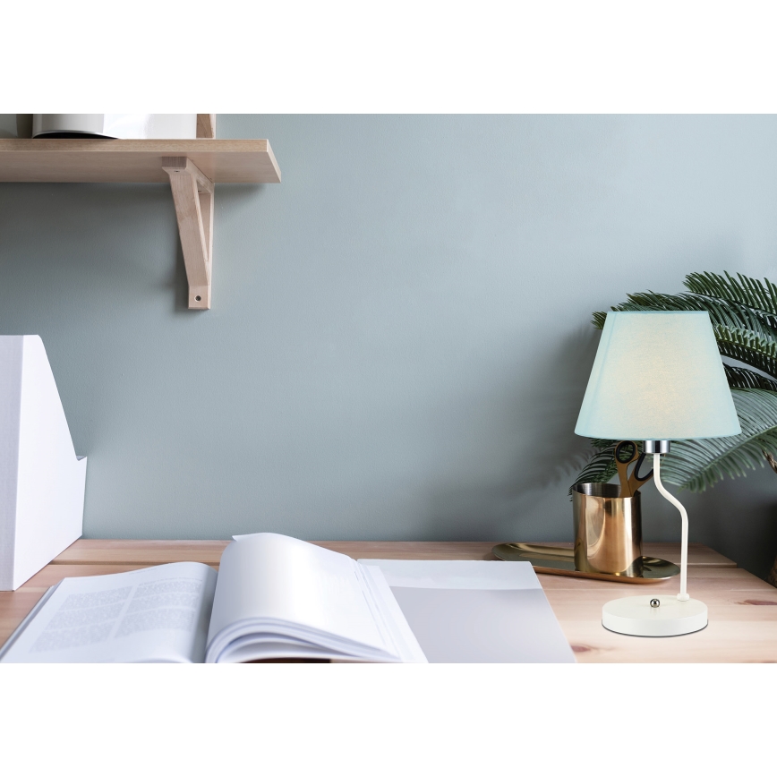 Pöytävalaisin YORK 1xE14/60W/230V valkoinen/sininen