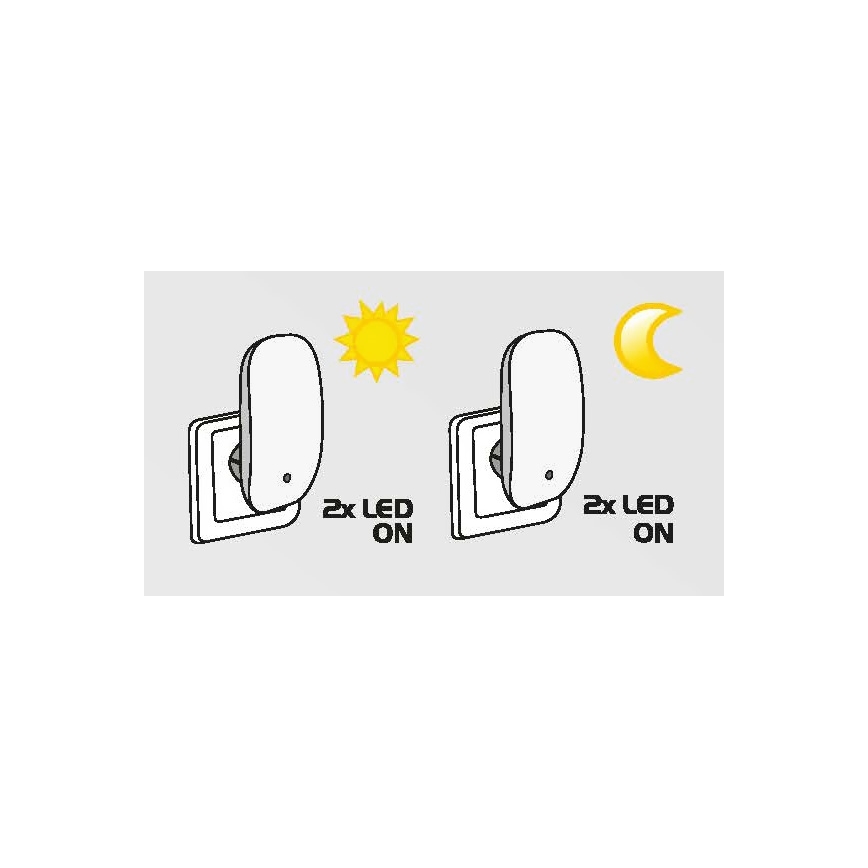 Prezent 1619 - LED-valaisin pistorasiaan 2xLED/0,3W/230V sensori